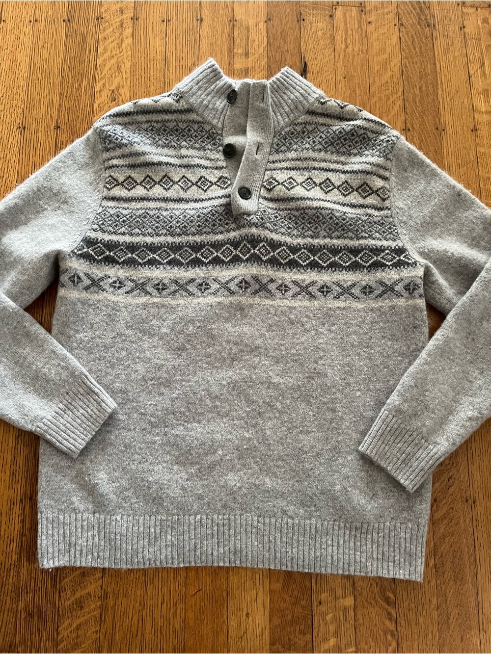 Alan Flusser Men's Light Gray Fair Isle Sweater